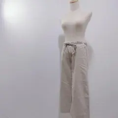 ベージュ コットン混紡 キュロット　かわいい　シンプル　涼しい