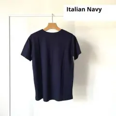 【美品】イタリア軍 ニット Tシャツ 半袖 ネイビー