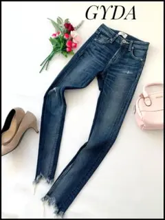 【美品】GYDA/ジェイダRUGGEDEDGEミドルウエストスキニーデニムパンツ