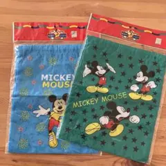 Disney ヴィンテージ ミッキーマウス 巾着袋 2個セット