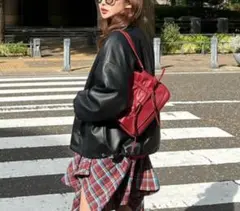 GRL ドロストリボンフラップバッグ　レッド