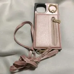 未使用品 iPhone13 ショルダーケース ジッパーポケット カード ピンク