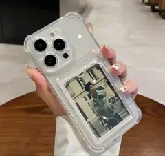 iPhone用クリアケースパスケース付 iPhone15用