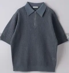 透かし編み ギマ ハーフジップ ポロシャツ