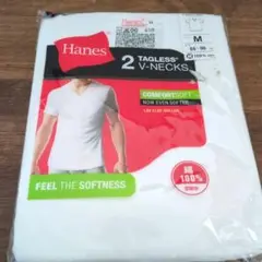 Hanes タグなし Vネック Tシャツ 2枚入り M