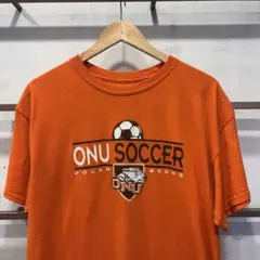 USA 古着 Ｔシャツ Lサイズ GILDAN オレンジ 両面プリント
