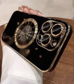 ブラック ゴールド　iPhoneケース　MagSafe対応
