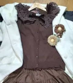 【ピンクハウス】★新品未使用未開封 レース使いカーディガン・チョコレート