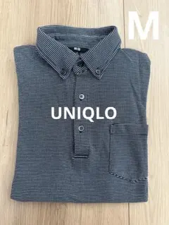 UNIQLO ユニクロ ネイビー ホワイト ストライプ ポロシャツ　M メンズ