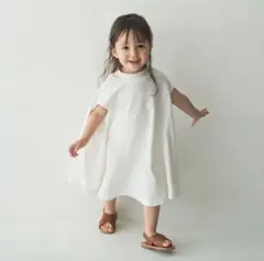 新品未使用　riziere リジェールフレンチスリーブカットソーワンピース100