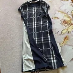 新品　タグつき　洗えるロングワンピース　ネイビー系　M〜L