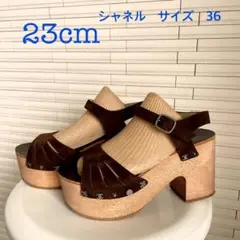 ❤️希少シャネル 厚底ウッド サンダル ブラウン