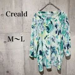 Creald 花柄 五分袖 トップス ブラウ　M〜L ポリウレタン　ポリエステル