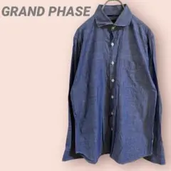 GRAND PHASE長袖シャツ　薄手　ブルー　綿100 メンズ/M
