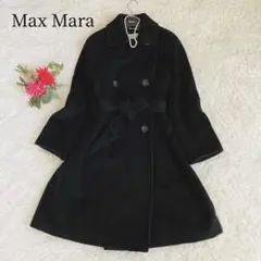 美品✨マックスマーラ♡ベルテッドコート 白タグ カシミヤ 黒 40 ロングコート