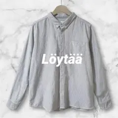 Ld781＊ロユタ メンズ 長袖 ボタンダウンシャツ ストライプ M 綿100