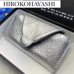 ヒロコハヤシ✨ダマスコ 多収納 長財布 大口開き スナップ開閉 シルバー レザー