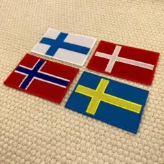 刺繡ワッペン　国旗　M　４種4枚セット　人気　特価
