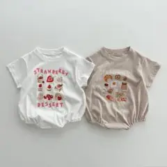 【新品】ストロベリーとクロワッサンロンパース　73㎝/80㎝/90㎝