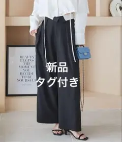 新品　神戸レタス　2wayウエストデザインワイドパンツ　ブラック　M