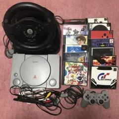 プレステ1本体 ステアリングコントローラー ゼロフォース ゲームソフト13個