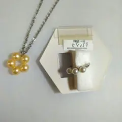 天然パールネックレス&フェイクパールイヤーカフ