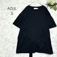 アズール　カットソー　Ｔシャツ　Ｓ　バックベルト付　黒　半袖　無地