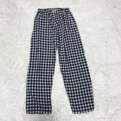 【極美品✨】 良品計画 ワイドパンツ ネイビー 白 チェック ルームウェア M