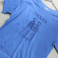 チチカカユーズド加工スウェット 半袖Tシャツ 青