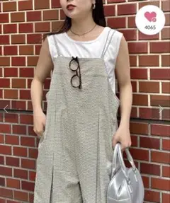 チャオパニックティピー　タンク付き　チェックサッカーサロペット