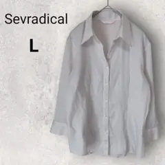 Sevradical スキッパーシャツ 7分袖 L ピンク 無地 羽織 オフィス