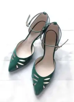 定価2.4万 NUMBER TWENTY-ONE 美脚グリーンパンプス 22.5