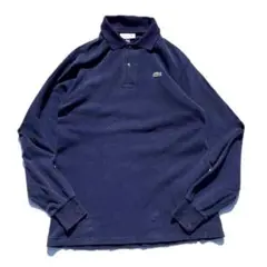 【10s】Japan製 LACOSTE ワニロゴ 長袖 ポロシャツ ネイビー