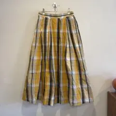 美品です。Hunch イエローチェック タックプリーツスカート
