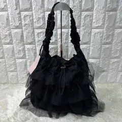 新品☆mily biletラインストーン付チュールフリルドロスト巾着バッグ