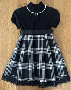 値下げ中❤️美品！KUMIKYOKU半袖チェック柄ワンピース M（110-120）