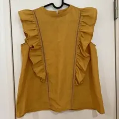 美品　Riche glamour 袖フリル 半袖トップス Msizeマスタード
