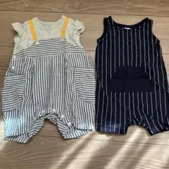 Ampersand H&M ストライプロンパース 60cm 2着セット