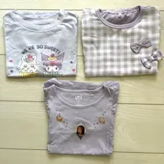 薄紫　Tシャツ3枚セット　サイズ120 UNIQLO 西松屋　女の子