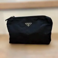 PRADA ポーチ 化粧ポーチ ブラック ナイロン 三角ロゴ