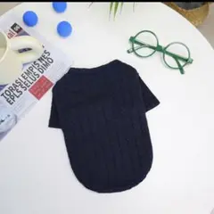 ペット服 秋冬 ニット セーター 清楚でおしゃれ かわいいネイビーS