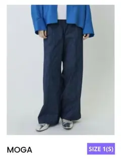【美品】MOGA モガ シャンブレーデニムワイドパンツ(ブルー)サイズ１(S)