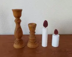 木製　キャンドルホルダー2本セット