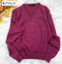 美品 ポロラルフローレン Vネックセーター ピンクパープル