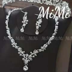 p♡新品キュービックジルコニア2点セット ピアス/イヤリング・ネックレス 結婚式