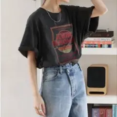 新品 アングリッド ungrid ツアーロゴルーズtee チャコールグレー