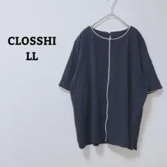 クロッシー　カットソー　半袖　Tシャツ　バイカラー　スリット　綿100 LL