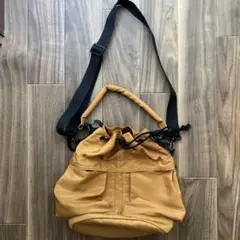 【お値下げしました】2way ダブルポケット巾着バケツバッグ