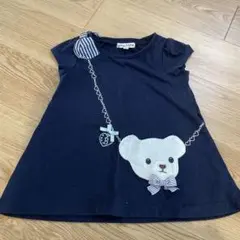 ネイビー チュニック クマのアップリケ 100cm