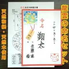 龍雲の命名セット(命名お守り木札・命名書・命名姓名判断鑑定書) ★0013★